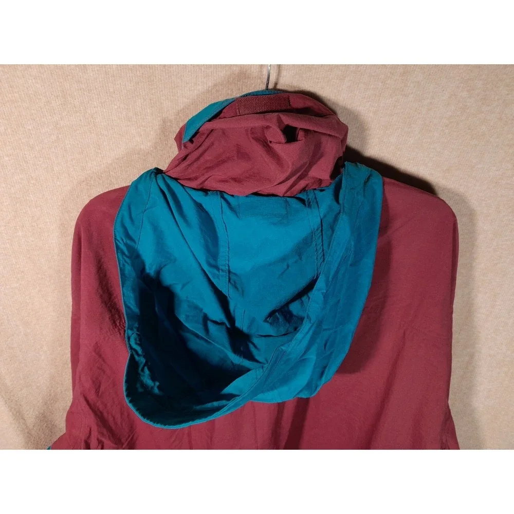 Timberland Rain Jacket Mens Burgundy Teal XL Vintage 90s Weathergear Hooded Coat